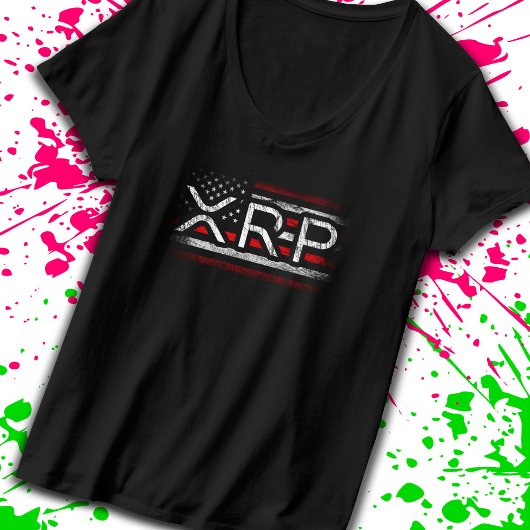 XRP暗号通貨Cryptocurrency米国国旗 Tシャツ