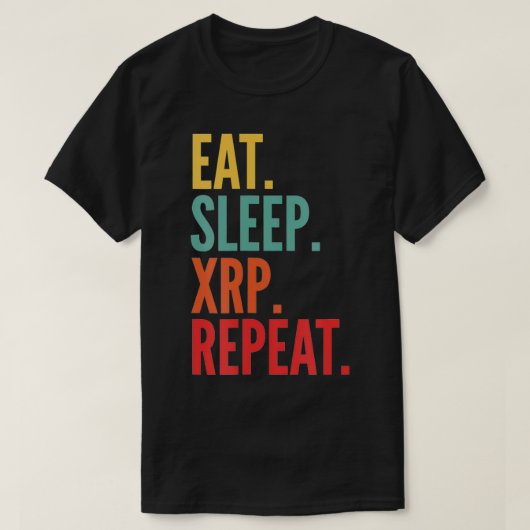 Xrp Crypto、スリープ食べXrpリピート Tシャツ (デザイン正面)