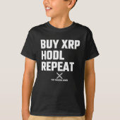 XRP Crypto Cryptocurrency XRP買ホルドの繰り返し Tシャツ (正面)