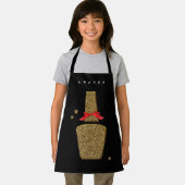 XSネイルサロンエプロン – ゴールデン爪、 ネイルポーランドブラック エプロン (インサイチュ)