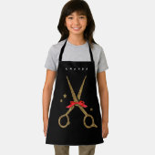 XSヘアサロンエプロン – ゴールデンシザーブラック エプロン (インサイチュ)