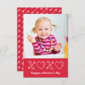 Xs & Os Classroom Valentine -バラ 招待状 (正面/裏面)