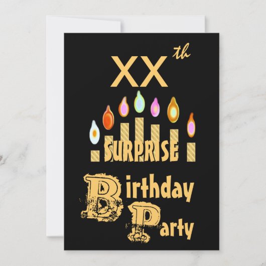 Xth Supplize Birthday Party Invitation -金ゴールド 招待状 (正面)
