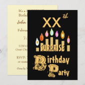 Xth Supplize Birthday Party Invitation -金ゴールド 招待状 (正面/裏面)