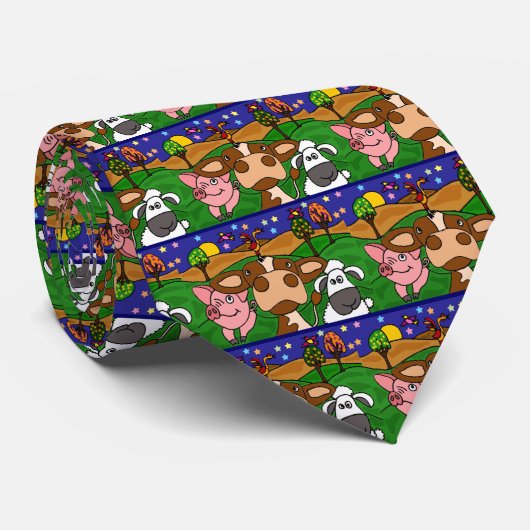 XV牛、ブタおよびヒツジの民芸のデザイン ネクタイ (ロール)