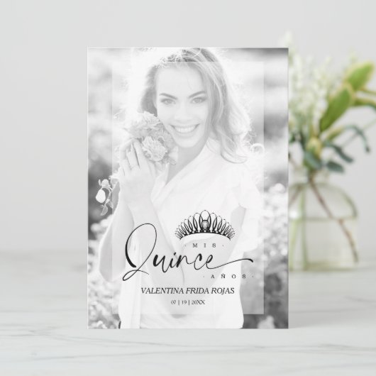 XV Princess Crown Elegant Overlay Vellum Effect 招待状 (スタンド正面)