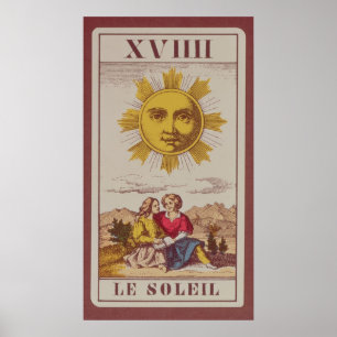 XVIIII Le Soleilの日曜日のフランスのな占いカード ポスター