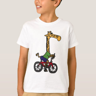 XXおもしろいなキリンの乗馬の自転車の漫画 Tシャツ