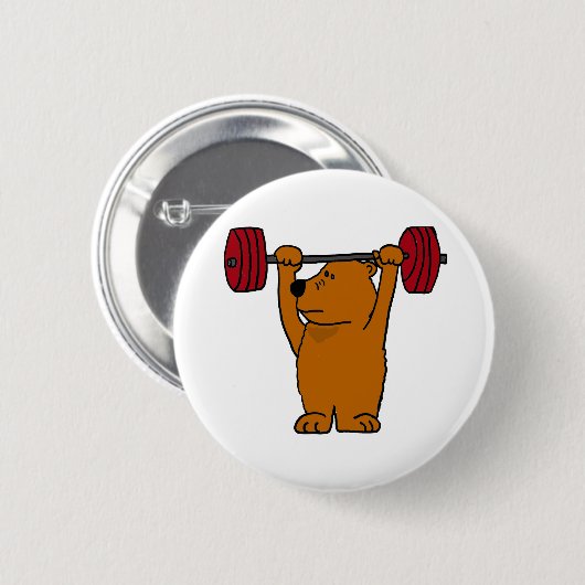 XXおもしろいなヒグマの重量挙げ 缶バッジ (正面&裏面)