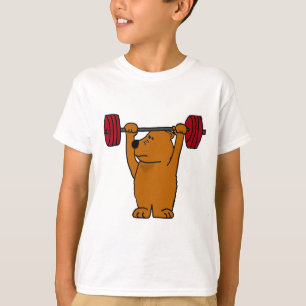 XXおもしろいなヒグマの重量挙げ Tシャツ