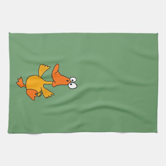 XXおもしろいな踊りのアヒルの漫画 キッチンタオル (横)