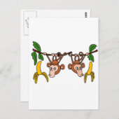 XXおもしろいのぶら下がったサル ポストカード (正面/裏面)