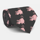 XXかわいくおもしろいなピンクのブタの漫画 ネクタイ (ロール)