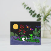 XXわに鼻の漫画に坐っているカエル ポストカード (スタンド正面)