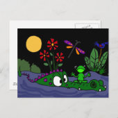 XXわに鼻の漫画に坐っているカエル ポストカード (正面/裏面)