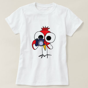XXカメラの漫画を持つ赤の基本的な鳥 Tシャツ