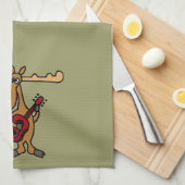 XXギターの漫画を遊んでいるおもしろいなアメリカヘラジカ キッチンタオル (四つ折り)