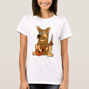XXギターの漫画を遊んでいるジャーマン・シェパードの子犬 Tシャツ
