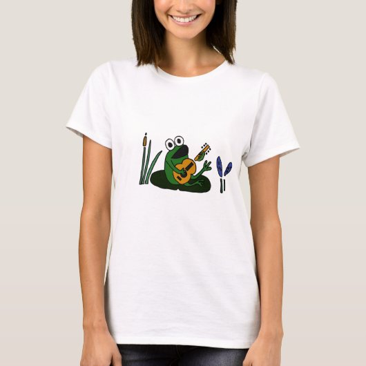 XXギターを持つ歌うカエル Tシャツ (正面)