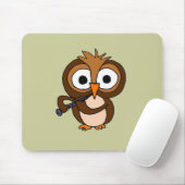 XXクラリネットを遊んでいるおもしろいなフクロウ マウスパッド (マウス)