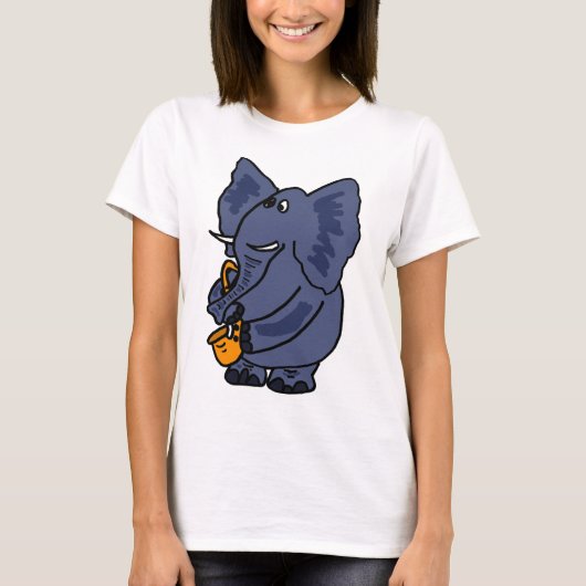 XXサクソフォーンを演奏している象 Tシャツ (正面)