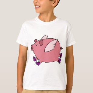 XXスニーカーを持つおもしろいで飛んでいるなブタ Tシャツ