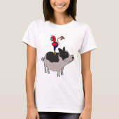 XXポットによって膨らまされるブタの漫画のオンドリ Tシャツ (正面)