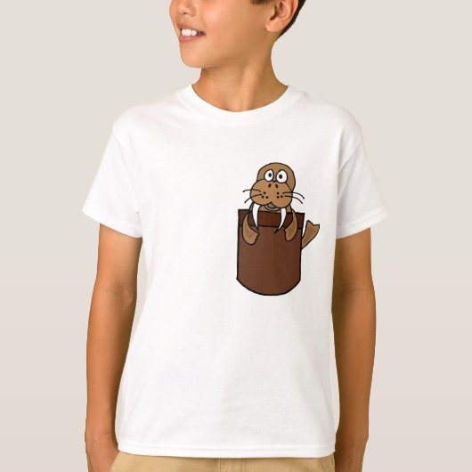 XX小型の漫画のおもしろいなセイウチ Tシャツ (正面)