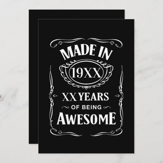 XX年の歳月で作ら素晴らしれカスタムる 招待状 (正面/裏面)