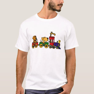 XX犬およびキリンが付いている漫画の列車 Tシャツ