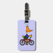 XX自転車のデザインに乗っているおもしろいなアヒル ラゲッジタグ (正面縦)
