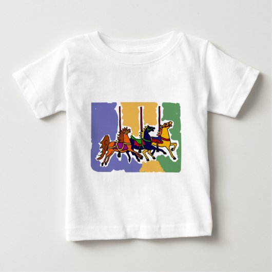 XX芸術的な回転木馬の馬の民芸 ベビーTシャツ (正面)