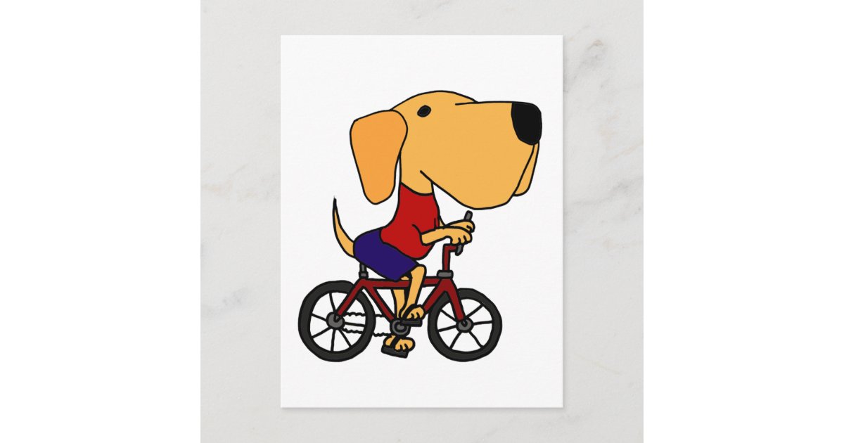 Xx 黄色いラブラドール犬に乗る自転車アニメ ポストカード Zazzle Co Jp