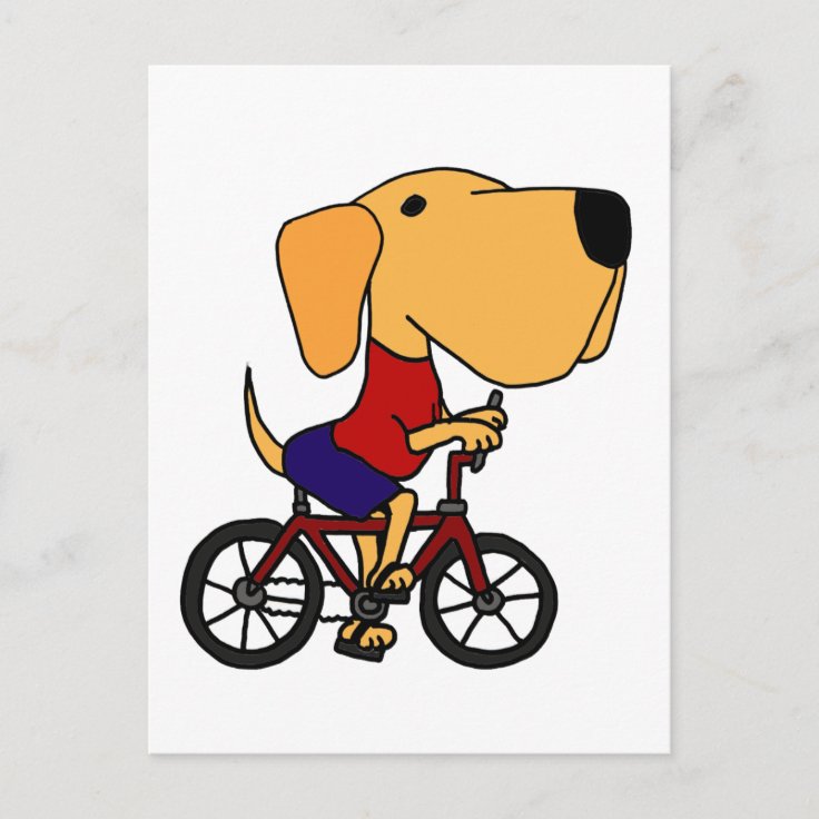 Xx 黄色いラブラドール犬に乗る自転車アニメ ポストカード Zazzle Co Jp