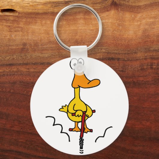 XX -おもしろいポゴの上の鴨 キーホルダー (正面)