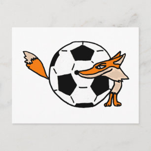 XX-キツネがサッカーボールアートの背後に ポストカード