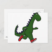 XX-ジョギング恐竜（赤いスニーカーを使った） ポストカード (正面/裏面)