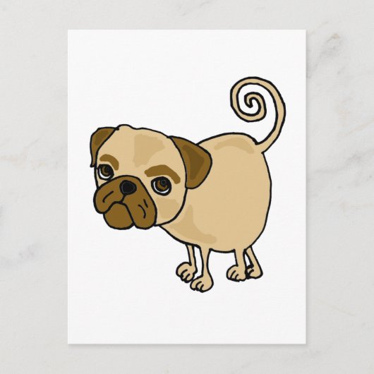 XX – パグドおもしろいッグ犬の漫画 ポストカード (正面)