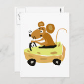 XX – マウスでチーズカーの漫画を運転 ポストカード (正面/裏面)