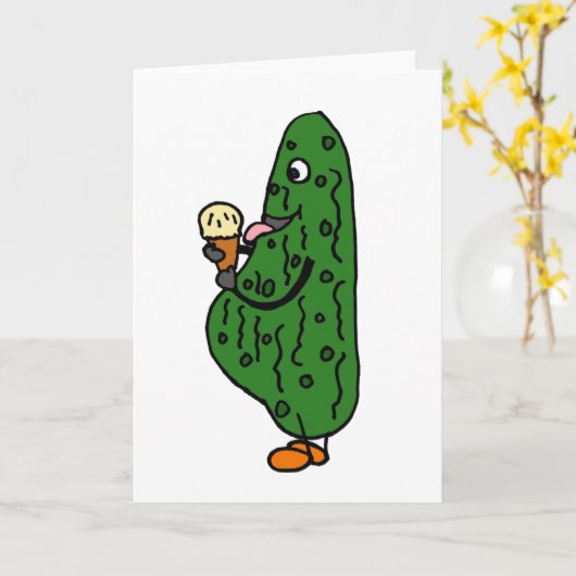 XX – 妊娠中のピクルス食べ物のアイスクリーム漫画 カード (黄色い花)