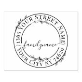 XXL Botanical Script Modern Round Return Address ラバースタンプ (インプリント)