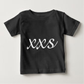 XXSエキストラエキストラスモール文字白黒 ベビーTシャツ (正面)