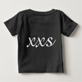 XXSエキストラエキストラスモール文字白黒 ベビーTシャツ (裏面)