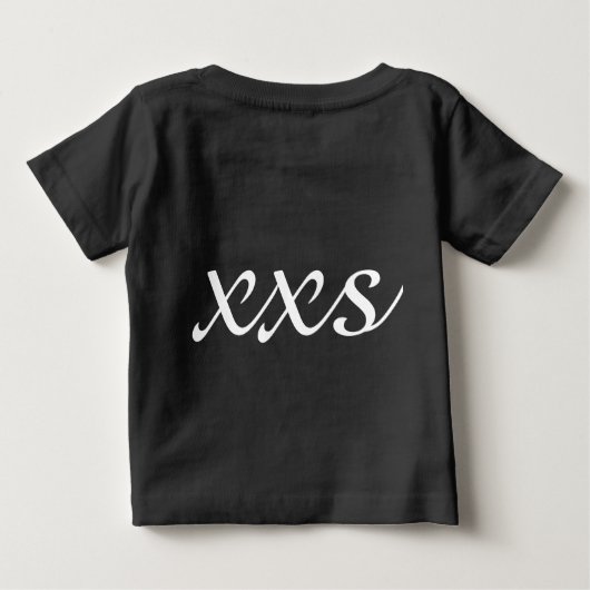 XXSエキストラエキストラスモール文字白黒 ベビーTシャツ (裏面)