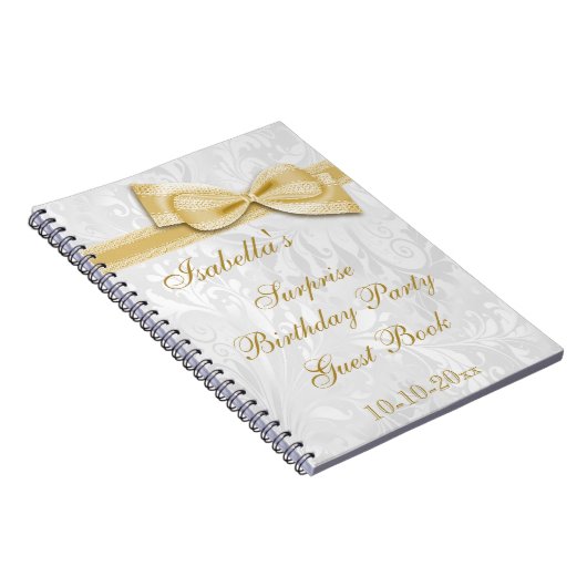 XXthの驚きの誕生会のダマスク織および弓 ノートブック (右側)