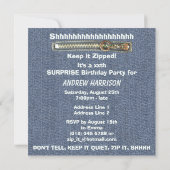 XXthの驚きの誕生会はそれをファスナーを締められたデニム保ちます 招待状 (裏面)