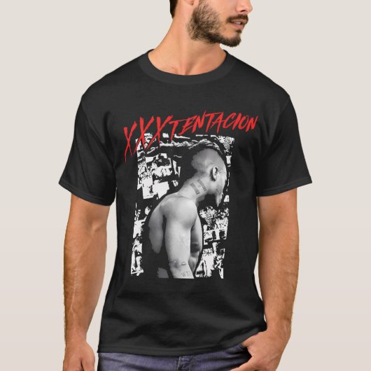 Xxxtentacionコラージブラック Tシャツ (正面)