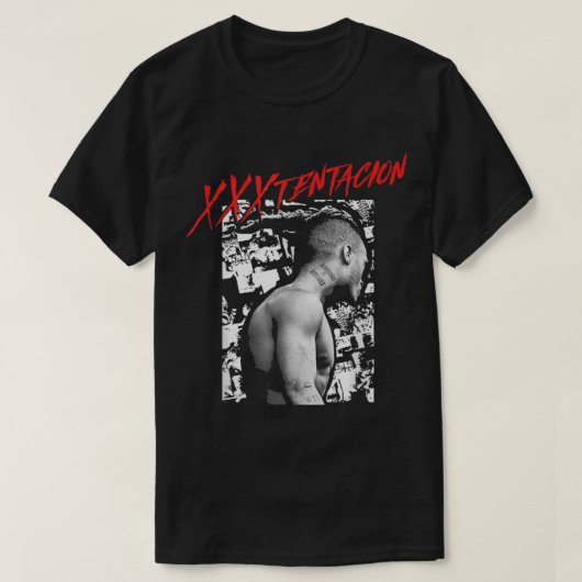 XXXTentacionコラージュブラック Tシャツ (デザイン正面)