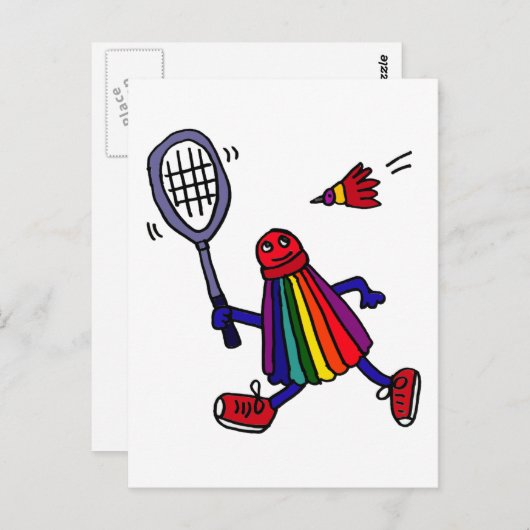 XY – バドミントンバおもしろいーディカートゥーン ポストカード (正面/裏面)