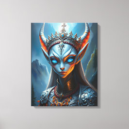 Xylanthia the Horned Oracle - Epic Elven Fantasy キャンバスプリント